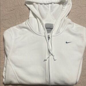 Vintage Nike Hoodie Mens Small Full Zip White Gray Tag Y2K Mini Swoosh